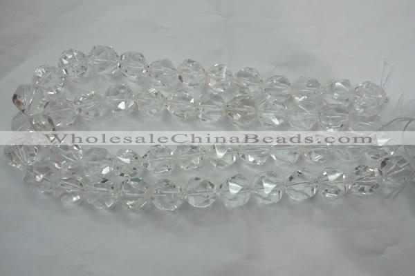 CNC105 15 inches 16mm faceted nuggets white crystal beads