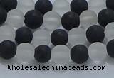 CNC110 15.5 inches 4mm round matte white crystal & black agate beads