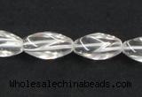 CNC20 8*18mm twisted rice grade AB natural white crystal beads