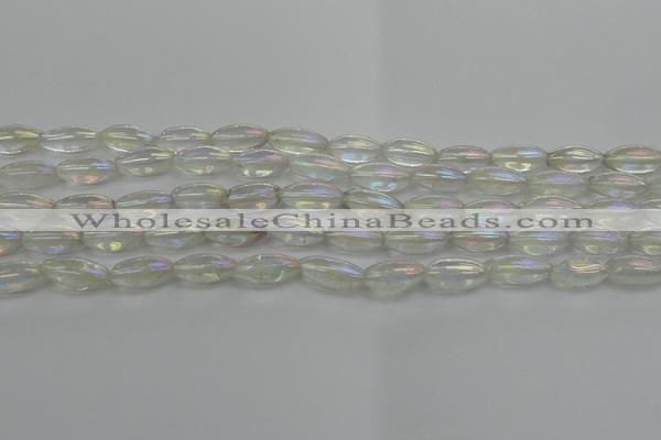 CNC210 15.5 inches 6*12mm rice AB-color white crystal beads