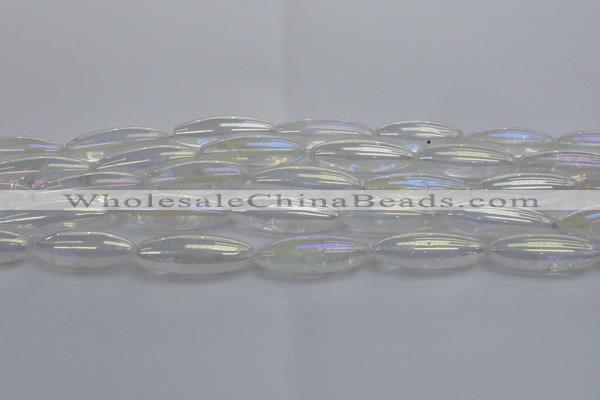 CNC213 15.5 inches 10*30mm rice AB-color white crystal beads