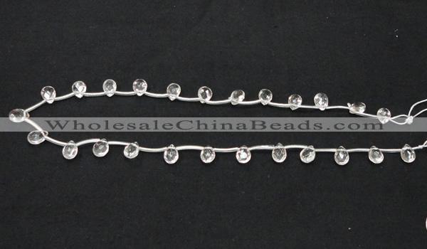 CNC29 6*9mm briolette grade AB natural white crystal beads wholesale