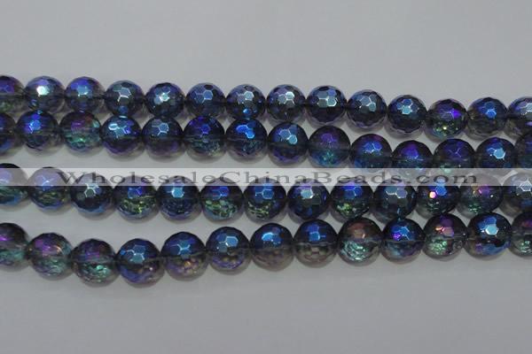 CNC314 15.5 inches 12mm faceted round AB-color white crystal beads