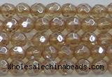 CNC517 15.5 inches 6mm faceted round dyed natural white crystal beads