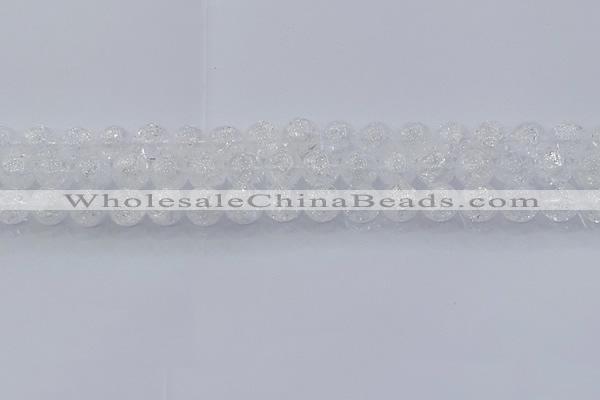 CNC552 15.5 inches 8mm round natural crackle white crystal beads