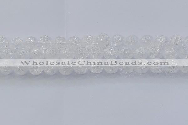 CNC554 15.5 inches 12mm round natural crackle white crystal beads