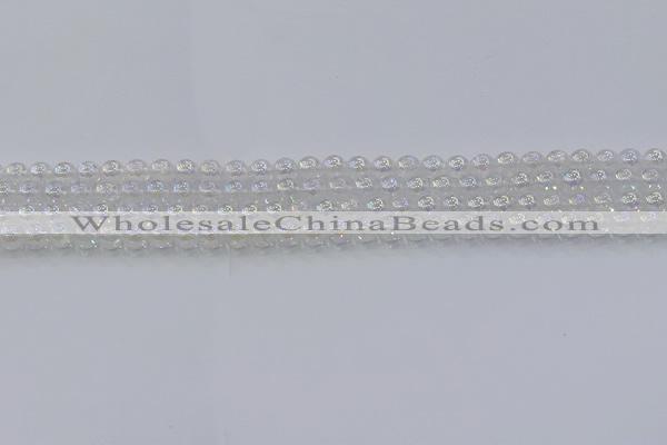 CNC560 15.5 inches 4mm round plated crackle white crystal beads