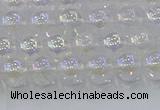 CNC561 15.5 inches 6mm round plated crackle white crystal beads