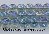 CNC582 15.5 inches 6mm round plated natural white crystal beads