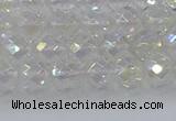 CNC607 15.5 inches 4mm faceted round plated natural white crystal beads