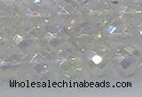 CNC610 15.5 inches 10mm faceted round plated natural white crystal beads