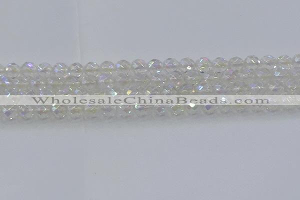 CNC610 15.5 inches 10mm faceted round plated natural white crystal beads