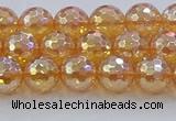 CNC615 15.5 inches 8mm faceted round plated natural white crystal beads