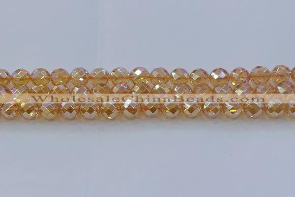 CNC622 15.5 inches 10mm faceted round plated natural white crystal beads