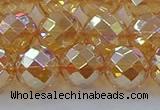 CNC623 15.5 inches 12mm faceted round plated natural white crystal beads