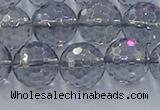 CNC642 15.5 inches 12mm faceted round plated natural white crystal beads