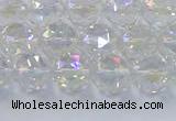 CNC646 15.5 inches 8mm faceted round plated natural white crystal beads