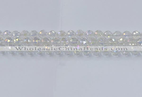 CNC647 15.5 inches 10mm faceted round plated natural white crystal beads