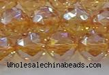 CNC655 15.5 inches 14mm faceted round plated natural white crystal beads