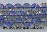 CNC663 15.5 inches 6mm faceted round plated natural white crystal beads