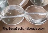 CNC748 15.5 inches 16mm faceted coin white crystal beads