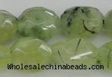 CNG1059 12*16mm - 15*20mm faceted nuggets green rutilated quartz beads