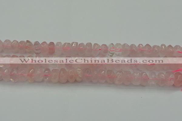 CNG1177 15.5 inches 6*14mm - 8*14mm nuggets rose quartz beads