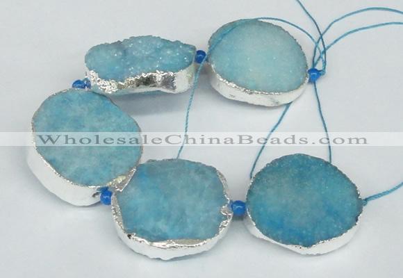 CNG1492 8 inches 30*35mm - 35*45mm freeform agate beads with brass setting