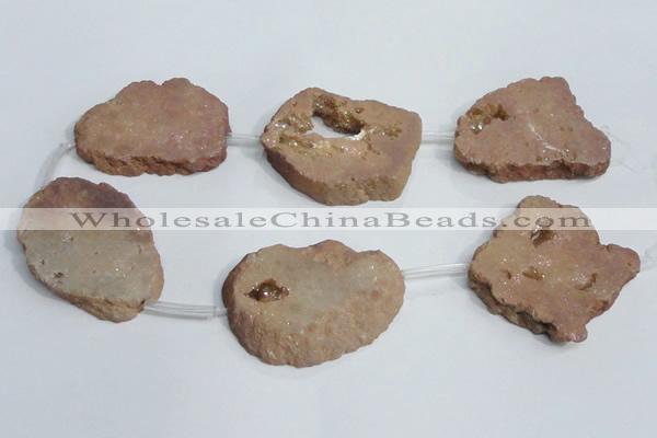 CNG1567 30*40mm - 40*50mm freeform plated druzy agate beads