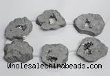 CNG1568 30*40mm - 40*50mm freeform plated druzy agate beads