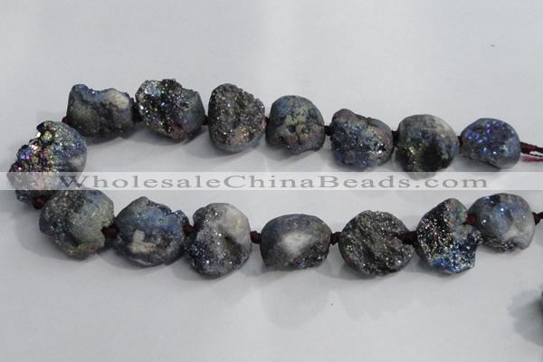 CNG1578 18*25mm - 20*30mm nuggets plated druzy agate beads