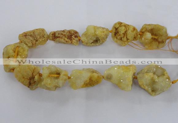 CNG1670 15.5 inches 22*30mm - 25*45mm nuggets plated druzy agate beads