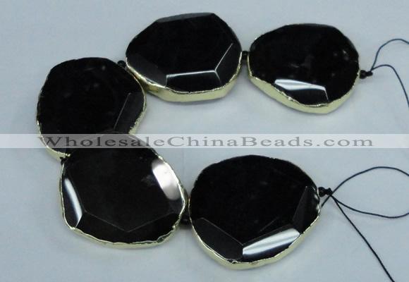 CNG1686 8 inches 40*45mm - 45*50mm freeform agate beads with brass setting