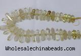 CNG2150 15.5 inches 8*25mm - 10*40mm faceted nuggets lemon quartz beads