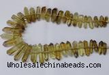 CNG2153 15.5 inches 8*25mm - 10*40mm faceted nuggets lemon quartz beads