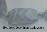 CNG242 15*18mm - 18*28mm faceted nuggets blue chalcedony beads