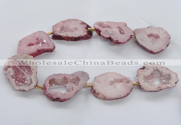 CNG2493 15.5 inches 30*40mm - 40*50mm freeform plated druzy agate beads