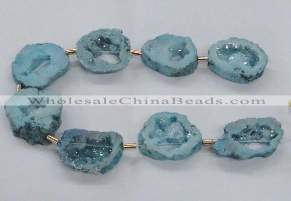 CNG2494 15.5 inches 30*40mm - 40*50mm freeform plated druzy agate beads