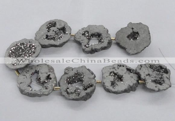 CNG2498 15.5 inches 30*40mm - 40*50mm freeform plated druzy agate beads