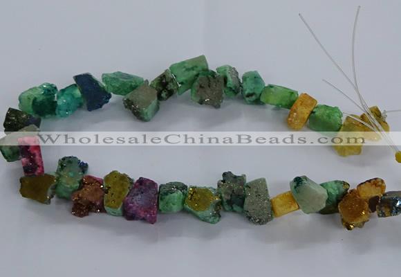 CNG2591 15.5 inches 13*18mm - 15*25mm nuggets plated druzy agate beads