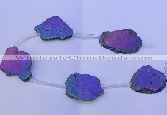 CNG2761 15.5 inches 28*35mm - 40*45mm freeform plated druzy agate beads