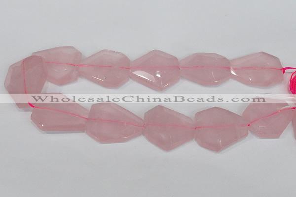 CNG301 15.5 inches 25*35mm faceted nuggets rose quartz beads