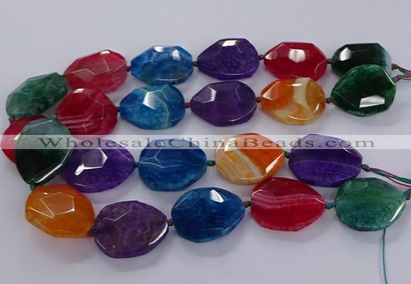 CNG3111 15.5 inches 25*35mm - 30*40mm faceted freeform agate beads