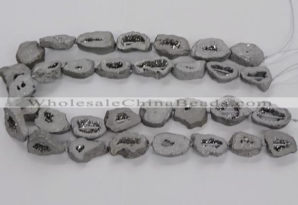 CNG3161 15.5 inches 13*18mm - 18*25mm freeform plated druzy agate beads