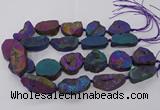 CNG3286 25*30mm - 28*45mm freeform plated druzy agate beads