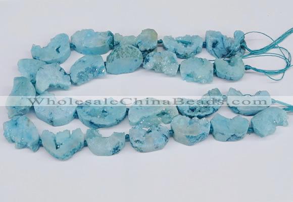 CNG3377 20*30mm - 30*45mm freeform plated druzy agate beads