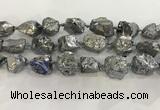 CNG3549 15*20mm - 20*25mm nuggets plated rough white crystal beads