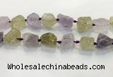 CNG3575 18*20mm - 25*30mm nuggets rough amethyst & lemon quartz beads