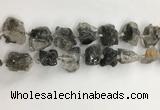 CNG3587 15*20mm - 18*25mm nuggets black & white rutilated quartz beads