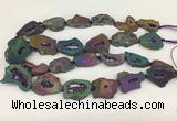 CNG3648 15.5 inches 22*30mm - 30*40mm freeform plated druzy agate beads